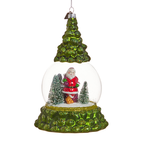 Raz Eric Cortina 7.25" Santa in the Forest Glass Cloche Christmas Ornament 4553109 Raz Eric Cortina 7.25" Santa in the Forest Glass Cloche Christmas Ornament 4553109