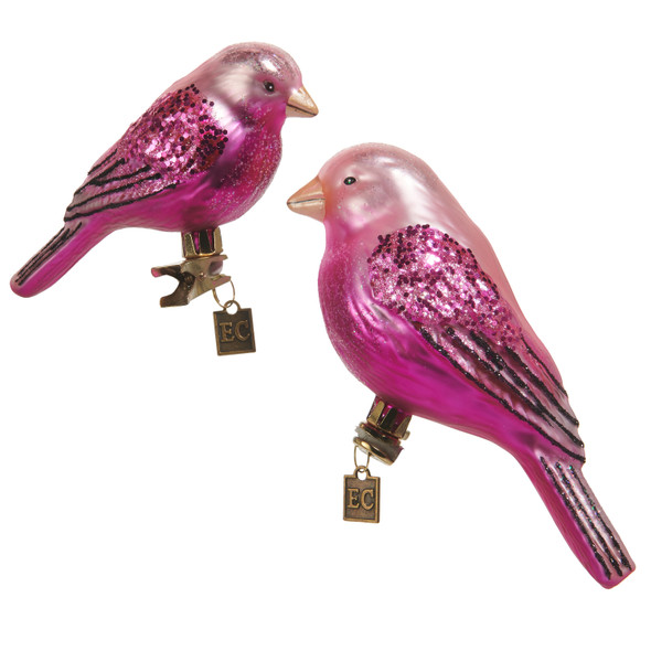 Raz Eric Cortina 5.5" Set of 2 Pink Clip On Fantasy Bird Glass Christmas Ornament 4553136 -2 Raz Eric Cortina 5.5" Set of 2 Pink Clip On Fantasy Bird Glass Christmas Ornament 4553136 -2