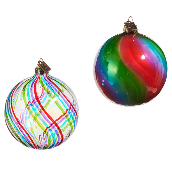 Raz Eric Cortina 3" Rainbow Marble Ball Glass Christmas Ornament 4553141 -2 Raz Eric Cortina 3" Rainbow Marble Ball Glass Christmas Ornament 4553141 -2