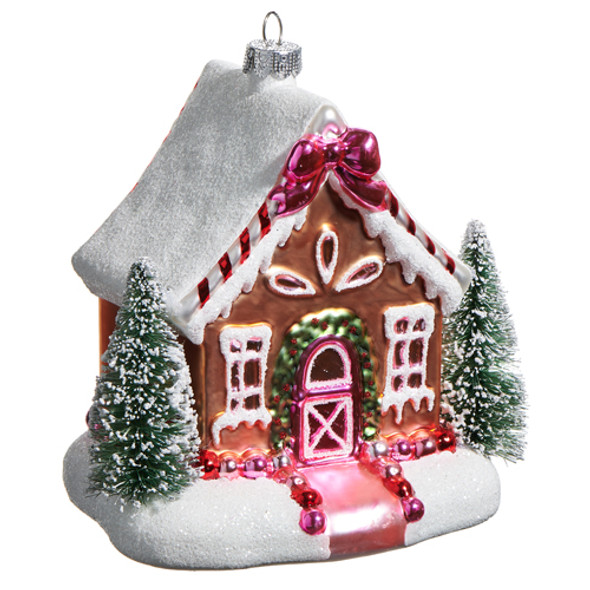 Raz 5" Gingerbread House Glass Christmas Ornament 4553167 Raz 5" Gingerbread House Glass Christmas Ornament 4553167