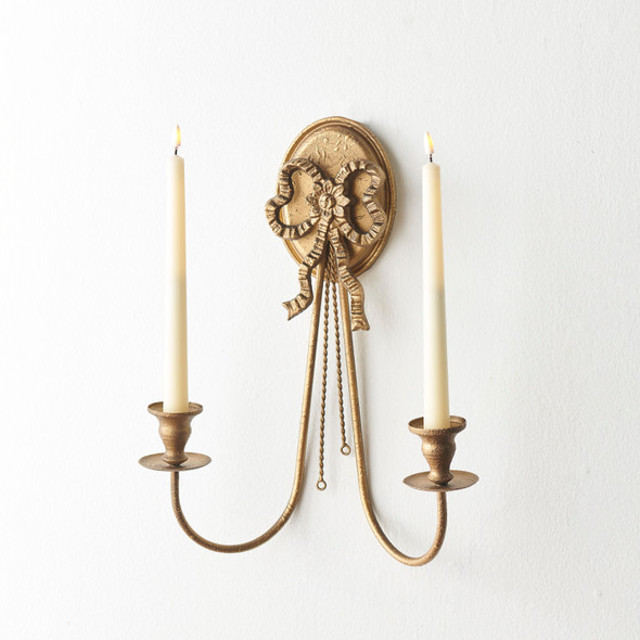 Raz 16.5" Gold Bow Wall Sconce Candle Holder Christmas Decoration 4559171 Raz 16.5" Gold Bow Wall Sconce Candle Holder Christmas Decoration 4559171
