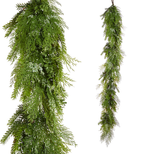 Raz 6' Iced Mixed Greenery Real Feel Christmas Garland G4542044 Raz 6' Iced Mixed Greenery Real Feel Christmas Garland G4542044