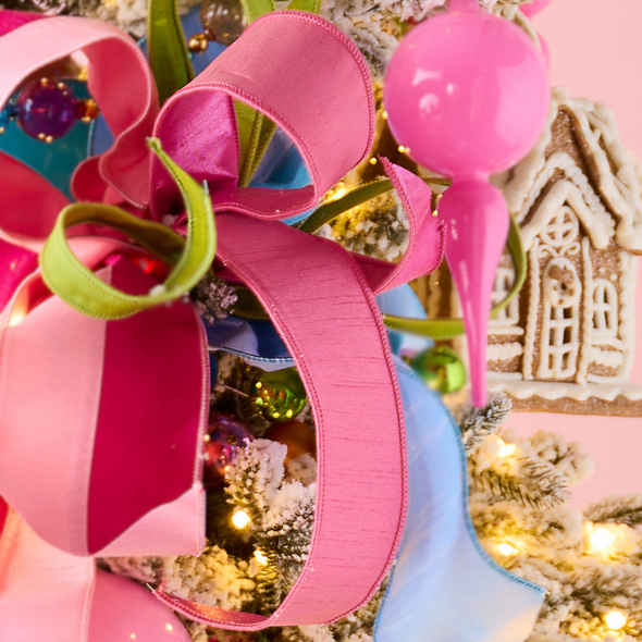 Raz 2.5" Pink Wired Christmas Ribbon R4527839 Raz 2.5" Pink Wired Christmas Ribbon R4527839