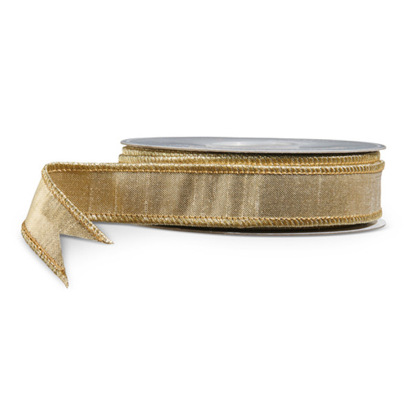 Raz 1" Gold Metallic Wired Christmas Ribbon R4527850 Raz 1" Gold Metallic Wired Christmas Ribbon R4527850
