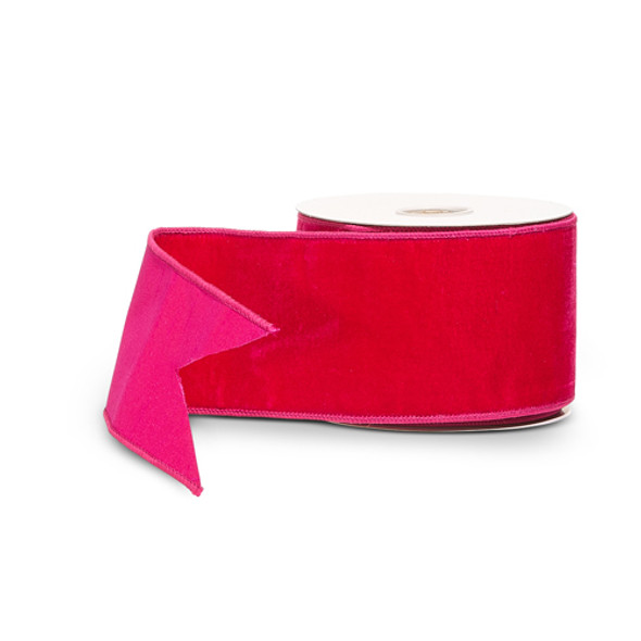 Raz 4" Fuchsia Pink Velvet Wired Christmas Ribbon R4527865 Raz 4" Fuchsia Pink Velvet Wired Christmas Ribbon R4527865