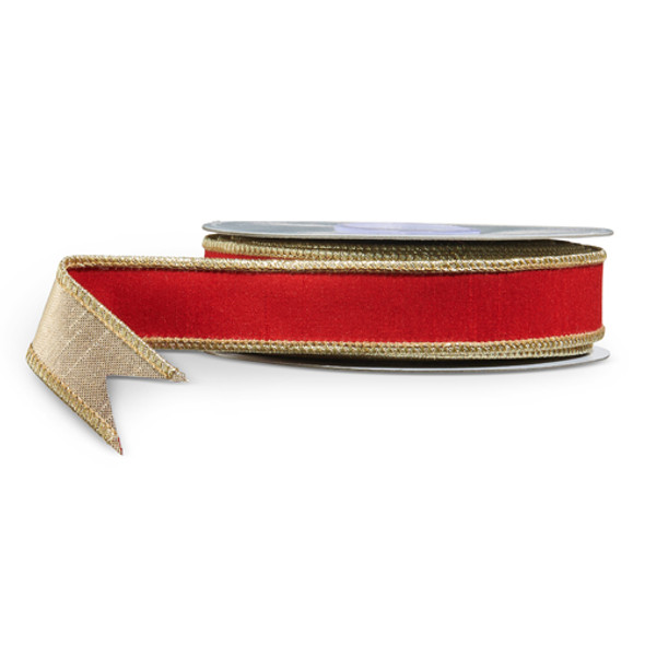 Raz 1" Red and Gold Wired Christmas Ribbon R4552156 -2