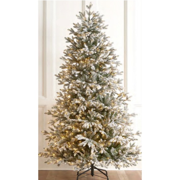 Raz 7.5' or 9' Snowy Nordic Fir Christmas Tree with Brilliant Color Change LED Lights Raz 7.5' or 9' Snowy Nordic Fir Christmas Tree with Brilliant Color Change LED Lights