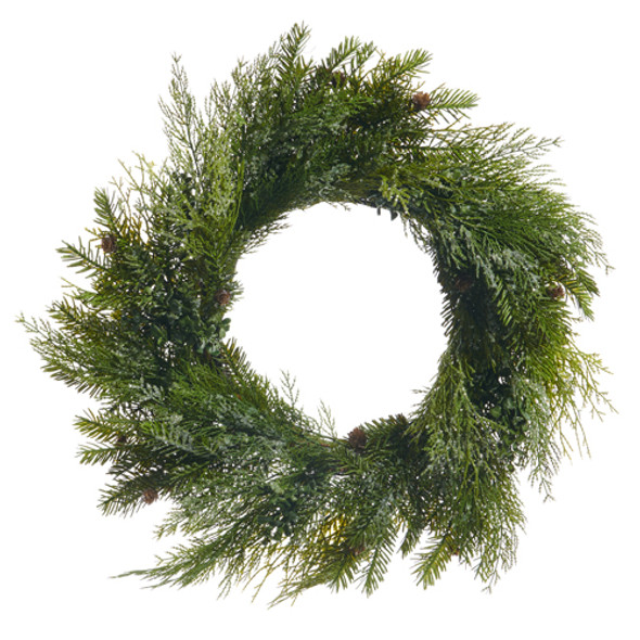 Raz 28" or 36" Iced Mixed Greenery Real Feel Christmas Wreath  -2