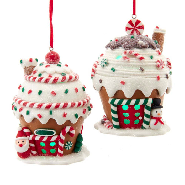 Kurt Adler 3.15" Battery Operated Round LED Lighted Gingerbread House Christmas Ornament D3867