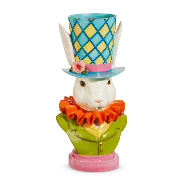 Raz 18" Bunny Top Hat Flower Pot Easter Decoration 4610199 -2