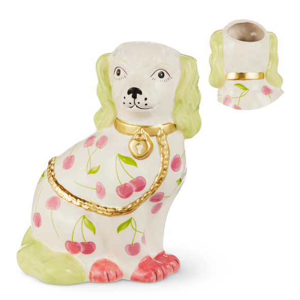 Raz 11" Dog Vase with Cherry Motif Spring Home Decor 4610239 -2
