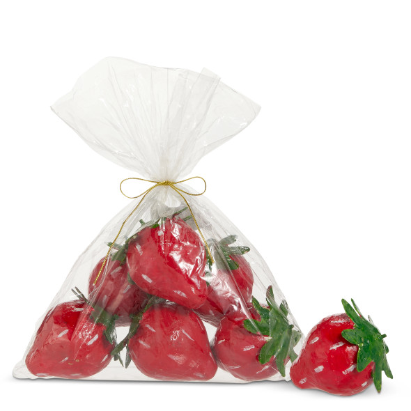Raz 3" Bag of Paper Mache Strawberries Spring or Summer Decor 4611223 -2