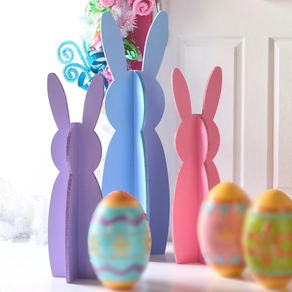 Raz 28" or 36" Light Blue, Pink, or Purple 3-D Bunny Easter Decoration 