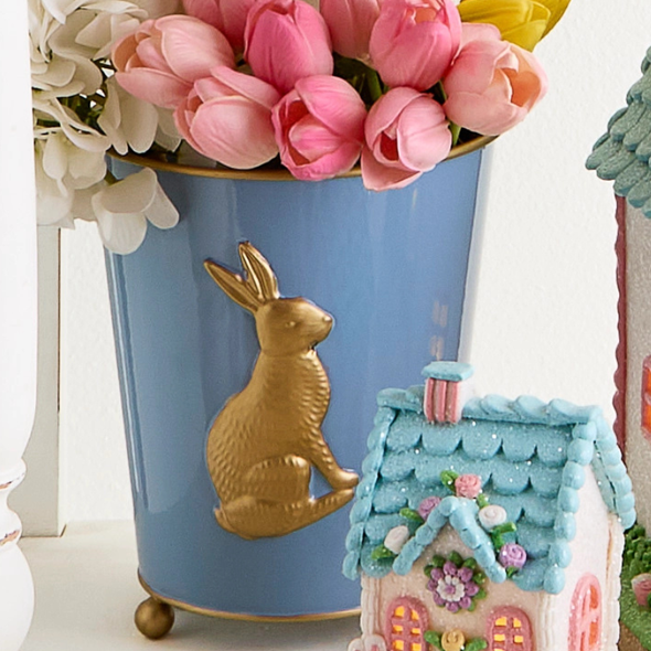 Raz 9.25" Blue Bunny Cache Pots Spring Decoration 4659098