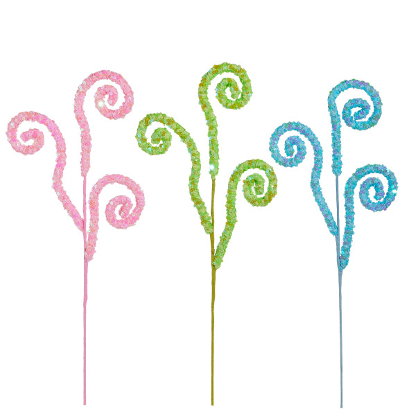 Raz Pink, Blue, or Green Set of 2 27" Sequin Swirl Easter Spray F4606660 -2