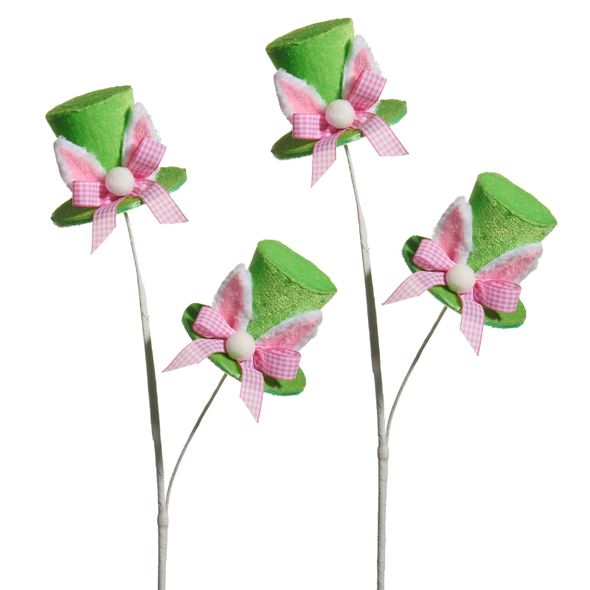 Raz Set of 2 23" Green East Bunny Hat Easter Pick F4606666