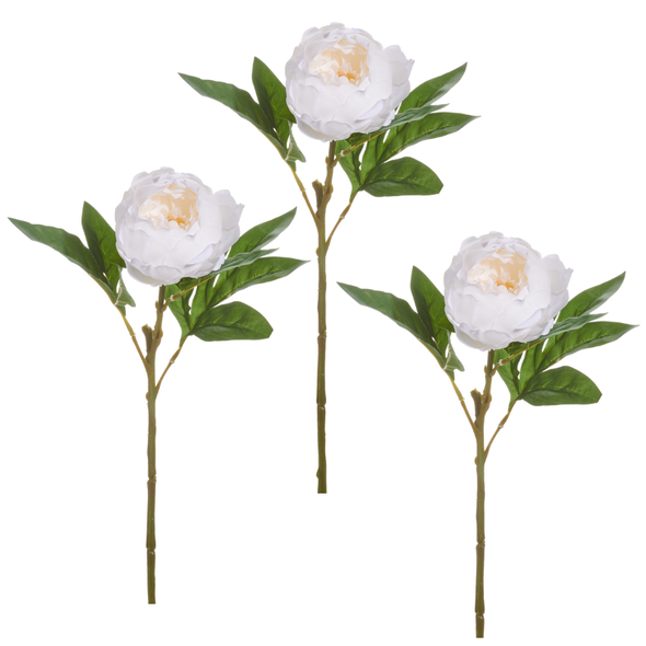 Raz Set of 3 23" Real Touch White Peony Stem Spring or Summer Decor F4624574