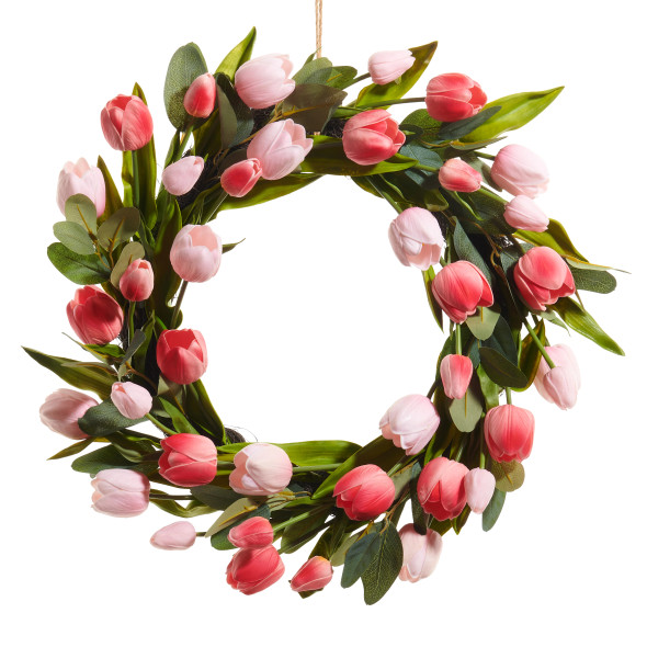 Raz 22" Shades of Pink Tulip Spring Wreath W4622746