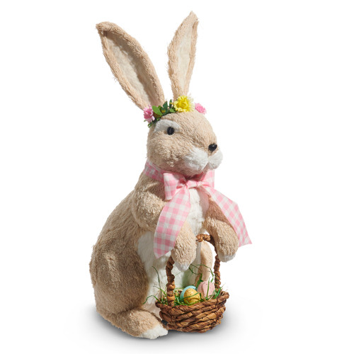 Raz 19" Easter Bunny Figure with Basket Decoration 4503462