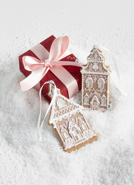 Raz 4" Gingerbread Church Ornament Set of 2 4310202