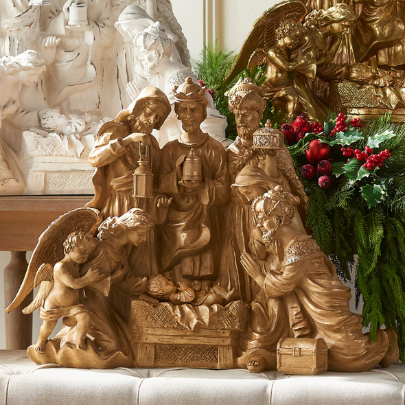 Raz 27.75" Large Gold Nativity Scene 4412158