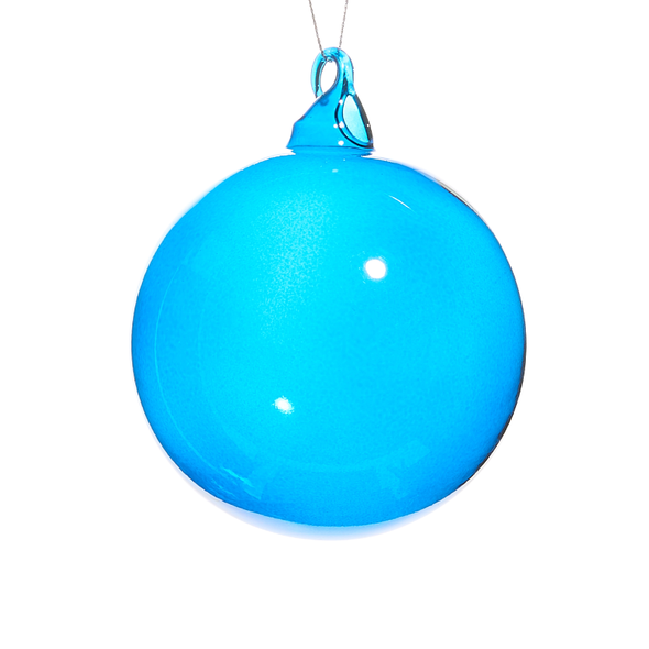 Raz 4" Blue Blown Glass Ball Christmas Ornament 4523097