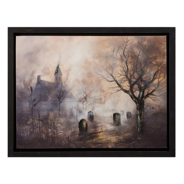 Raz 17.75" Spooky Nights Graveyard Halloween Wall Art 4536575