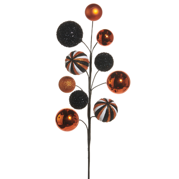 Raz 26" Orange and Black Halloween Ball Spray F4532793