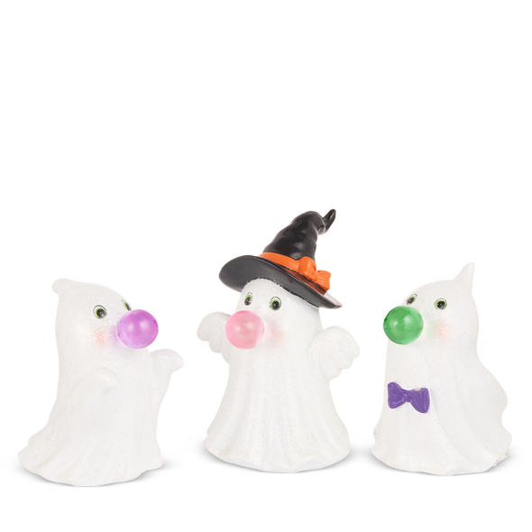 Raz 5.75" Set of 3 Bubble Blowin' Ghost Figures Halloween Decoration 4610349