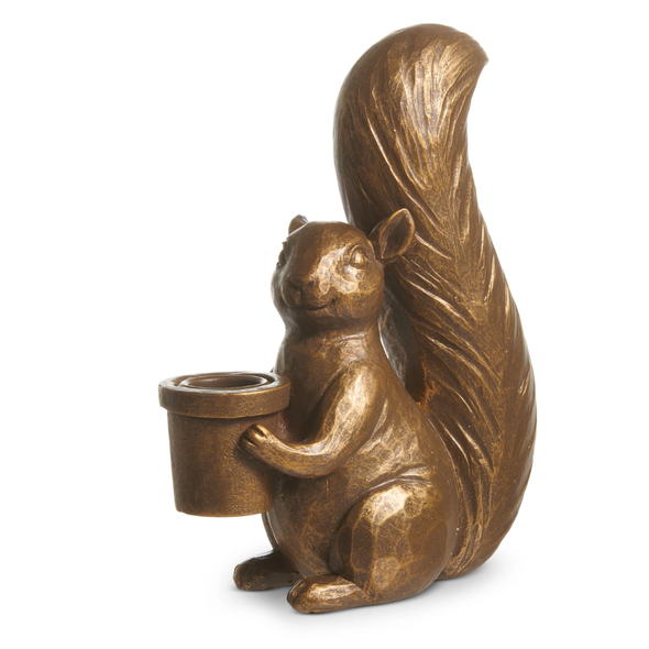 Raz 6.75" Antique Gold Squirrel Candlesticks Fall Home Decor 4612163