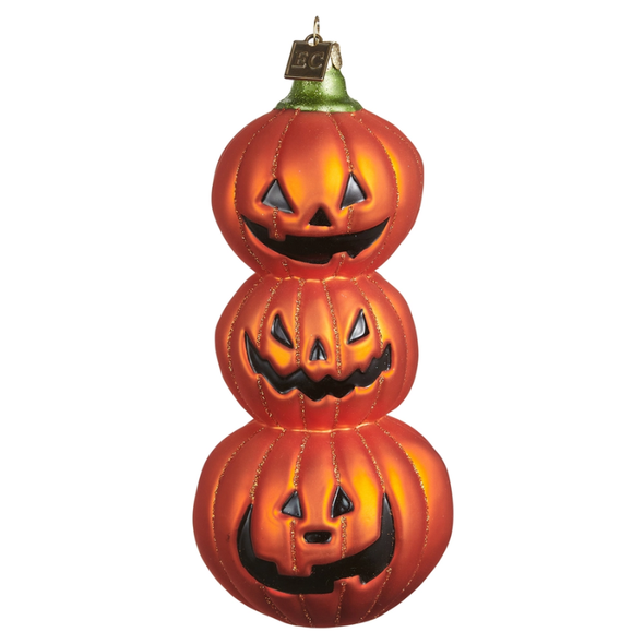 Raz Eric Cortina 6.5" Friendly Fright Stacked Pumpkins Glass Halloween Ornament 4653203