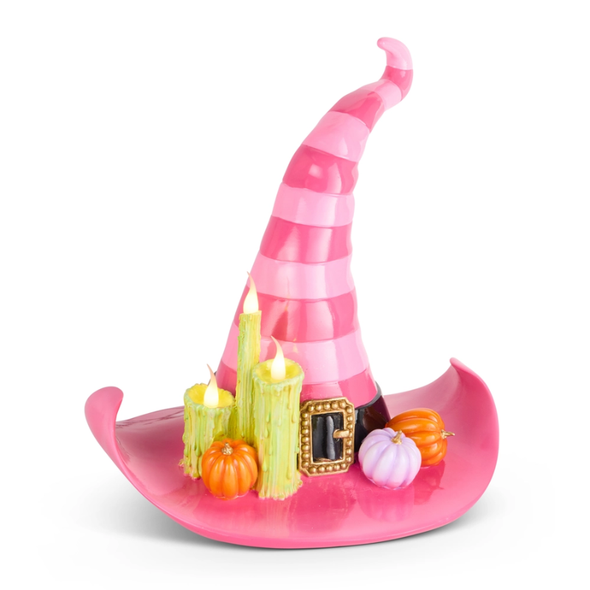 Raz 16" Lighted Pink Witch Hat with Candles Halloween Decoration 4657625