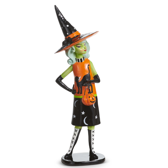 Raz 14.5" Green Witch Fashionista Halloween Decoration 4657628