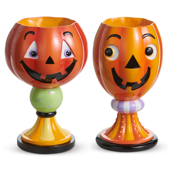 Raz 9.75" Jack-O-Lantern Candy Dish or Vase Halloween Decoration