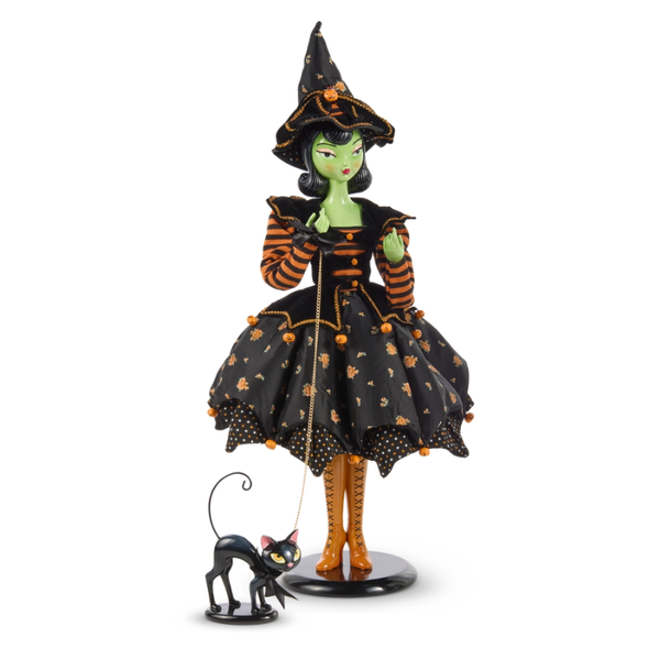 Raz 36" Green Witch Fashionista with Cat Halloween Decoration 4657631