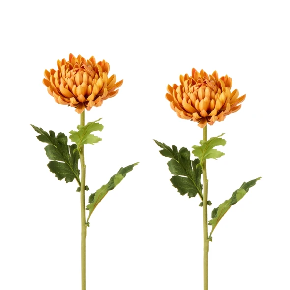 Raz Set of 2 24" Orange, Red, or Yellow Real Touch Mum Stem Halloween or Fall Decoration F4602403 -2