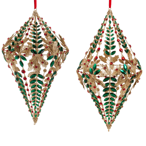 Raz 19" or 20.5" Large Green and Red Jewel Christmas Ornament