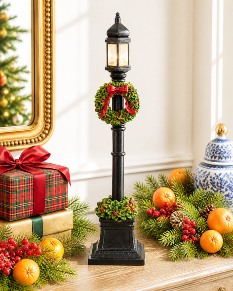 Raz 18" Black Lamp Post Lighted Christmas Figure 4601608-2