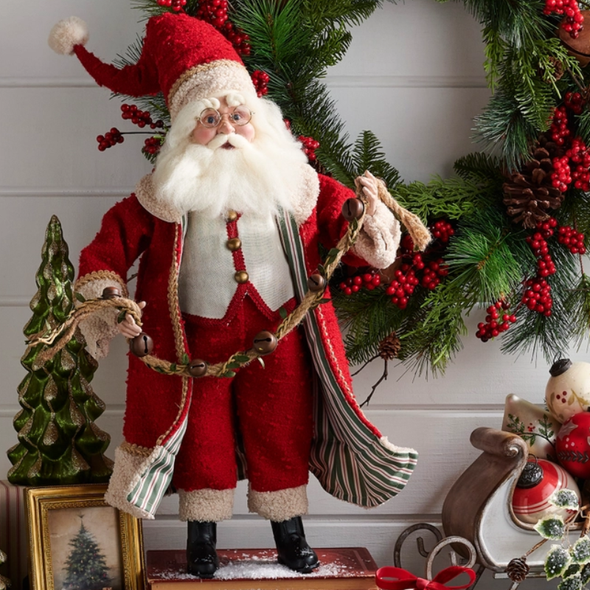 Raz 22" Yuletide Santa with Bells Christmas Figure 4602573