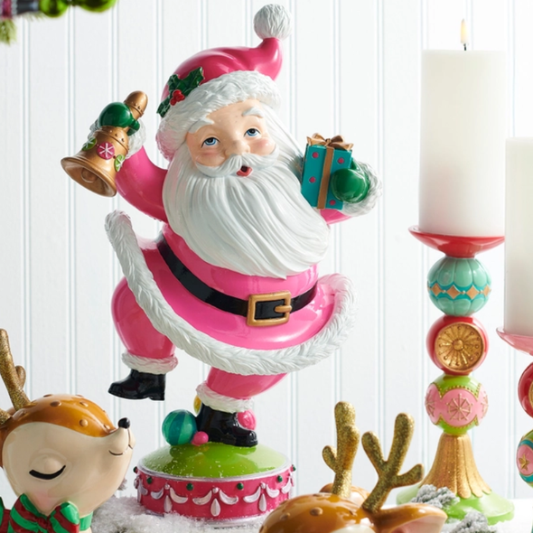 Raz 16" Pink Retro Santa Christmas Figure 4610369