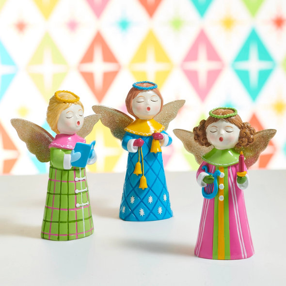 Raz 7" Set of 3 Retro Choir Angel Christmas Figures 4610455