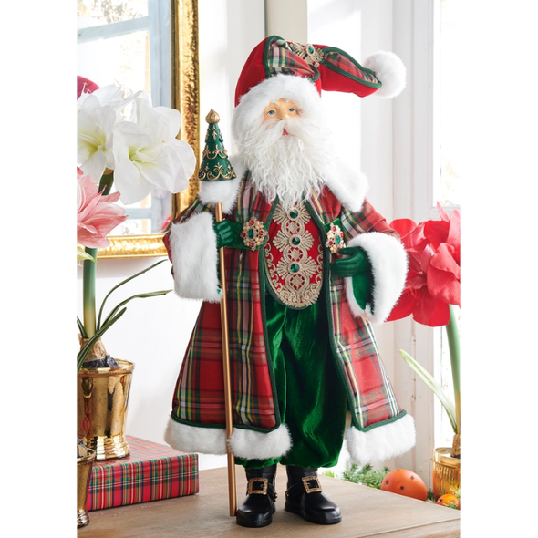 Raz 22.5" Home For The Holidays Plaid Santa Christmas Figure 4610475