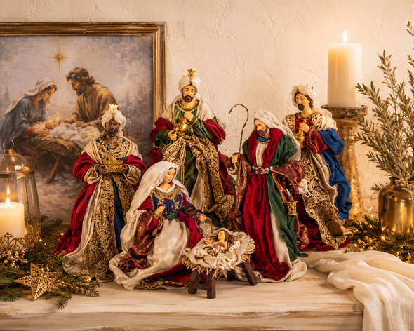 Raz Jewel Tone Holy Family and Three Kings Christmas Nativity Scene 4610652-2