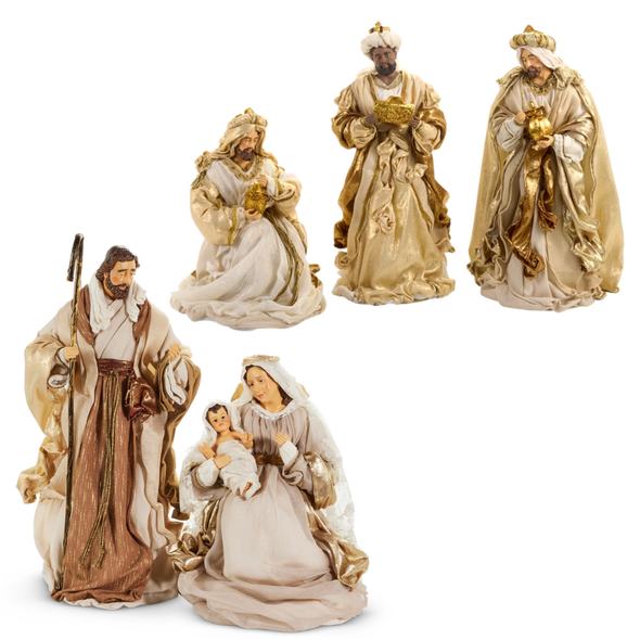 Raz Beige and Gold Holy Family and Three Kings Nativity Scene 4610665SET