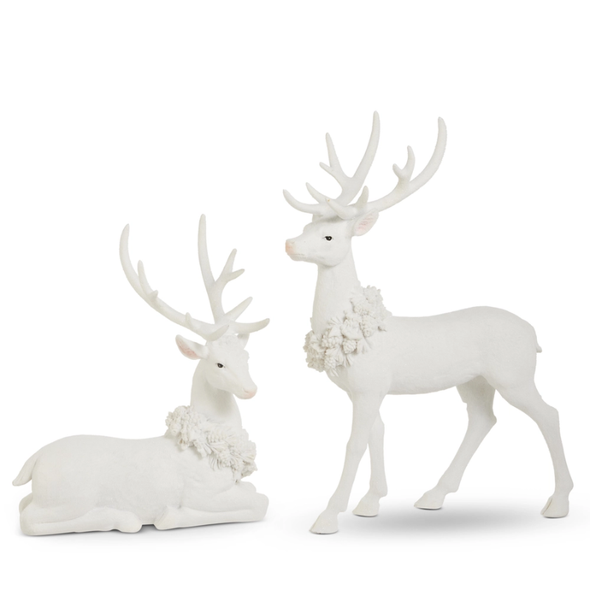 Raz 16" Flocked Deer with Wreath Christmas Decoration 4611380