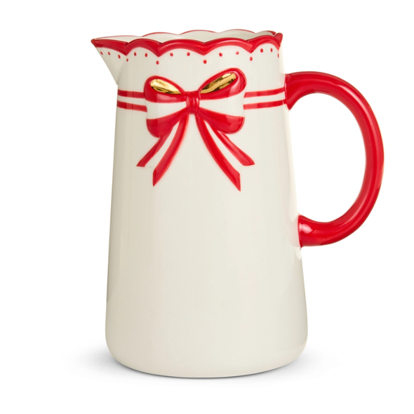 Raz 7.5" Red Bow Pitcher Christmas Decoration 4611618