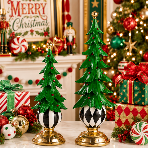 Raz 17" Christmas Tree on Ball Pedestal Decoration 4611674-2
