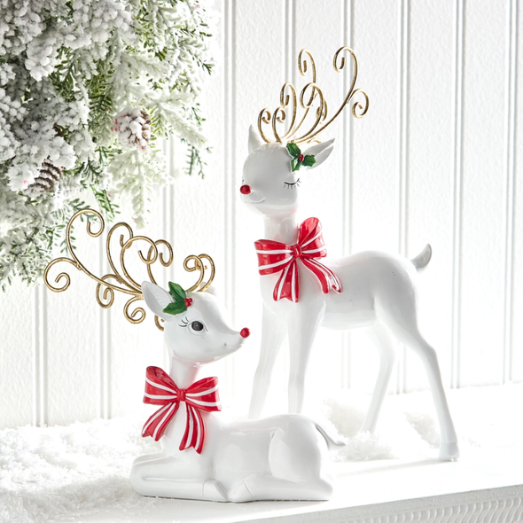 Raz 10.5" White Merry Deer Christmas Decoration 4611746