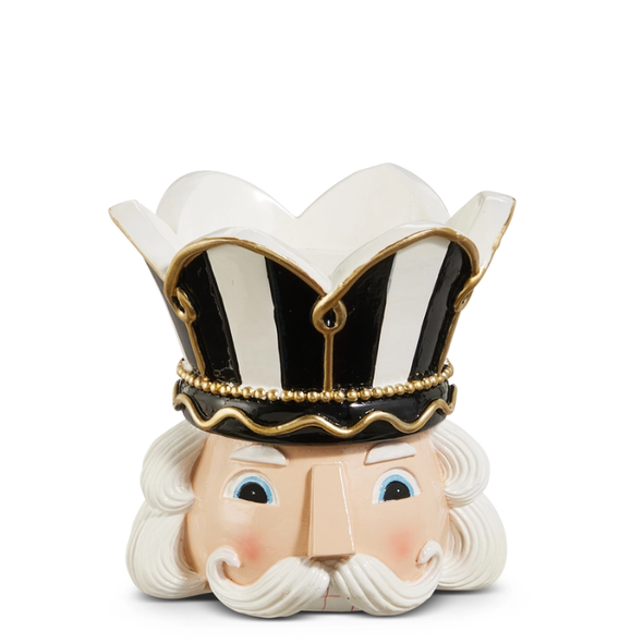 Raz 4.5" Black and White Nutcracker Christmas Pillar Candle Holder 4612293-2
