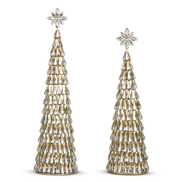 Raz 16.5" or 20" Gold and Jewel Cone Tree Christmas Figure